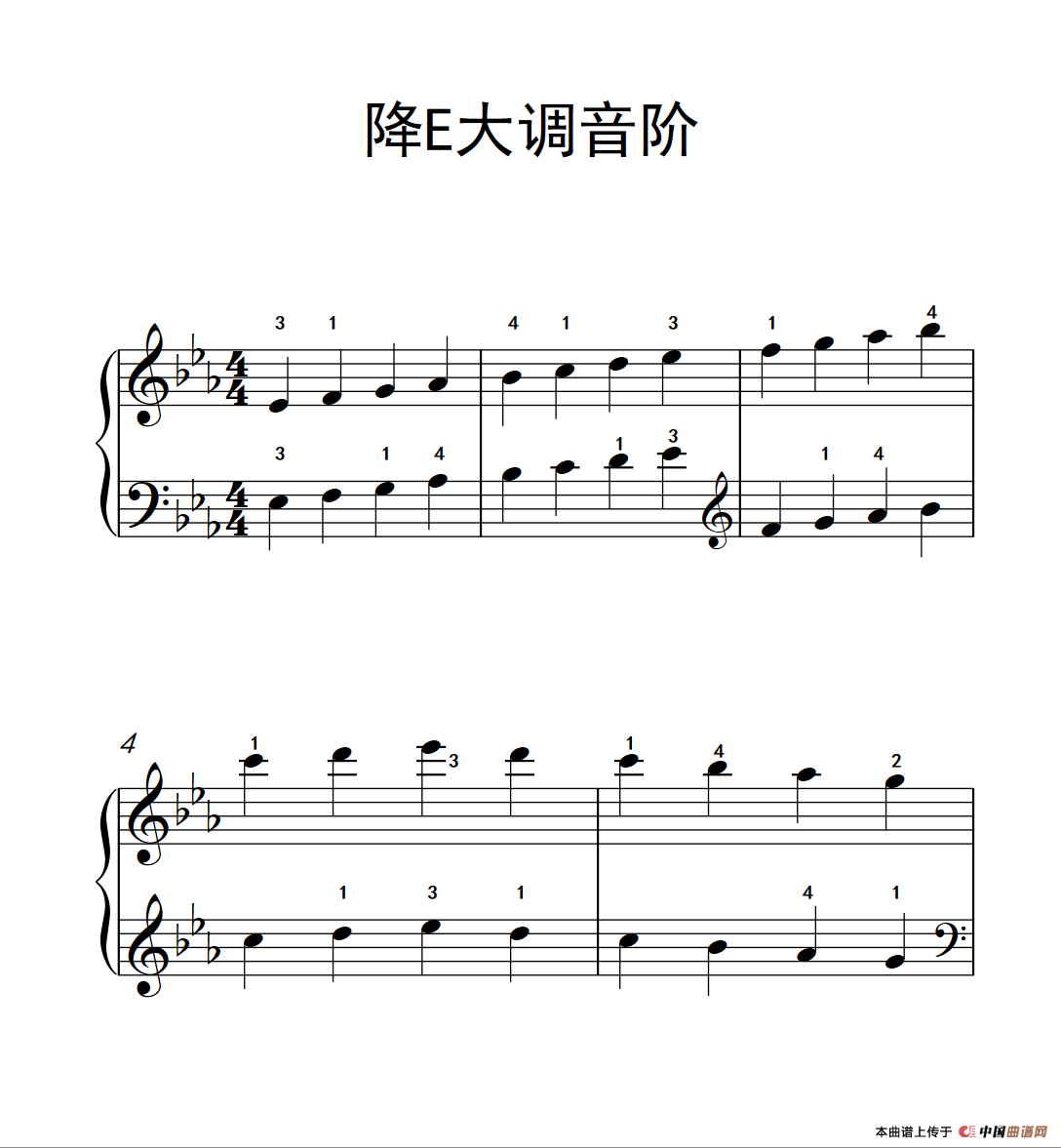 《降E大调音阶》钢琴曲谱图分享