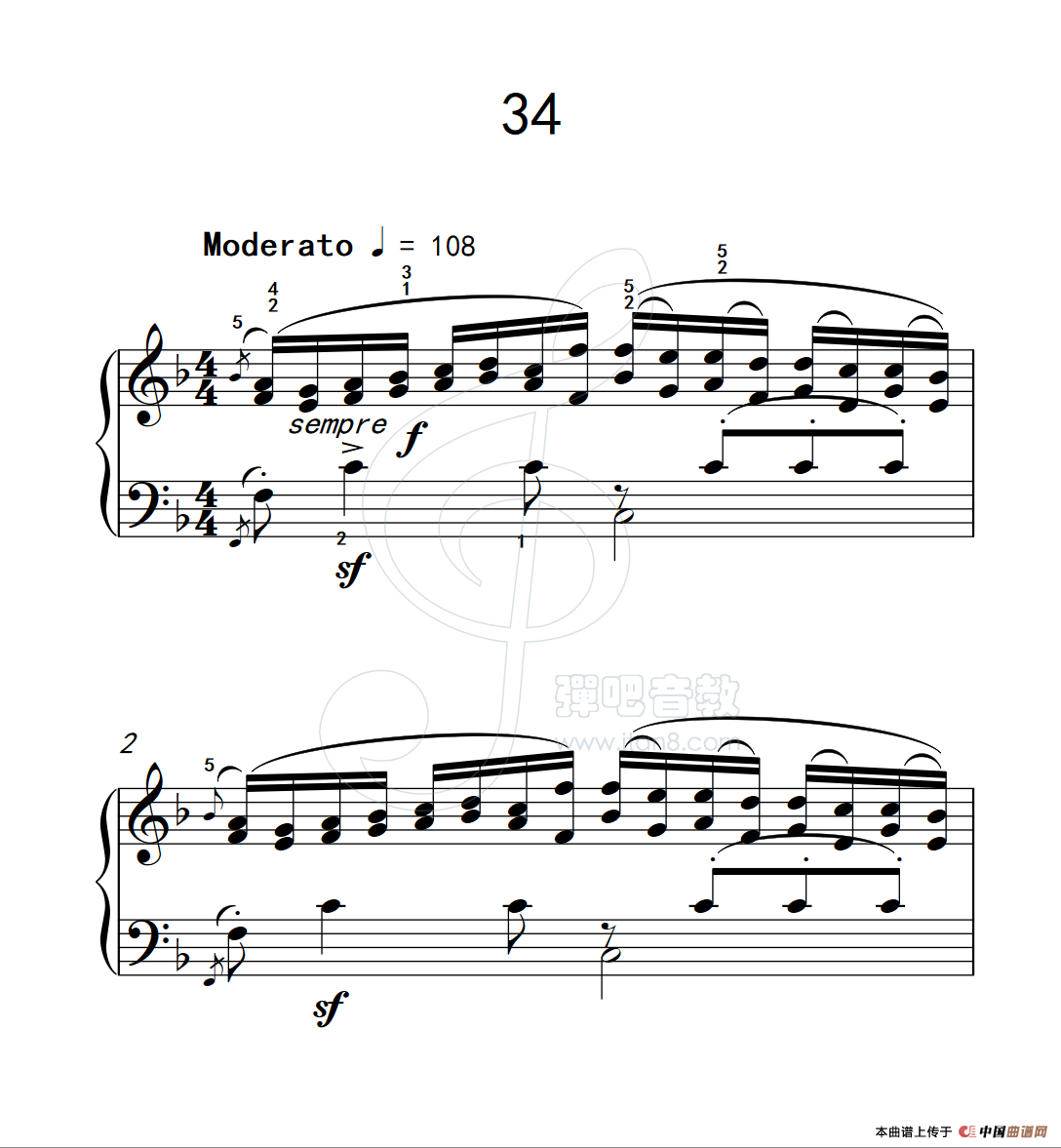 《练习曲 34》钢琴曲谱图分享