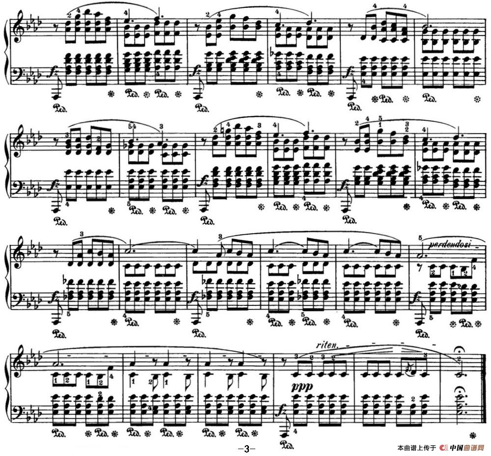 《肖邦 24首钢琴前奏曲 Op.28 No.17 降A大调》钢琴曲谱图分享